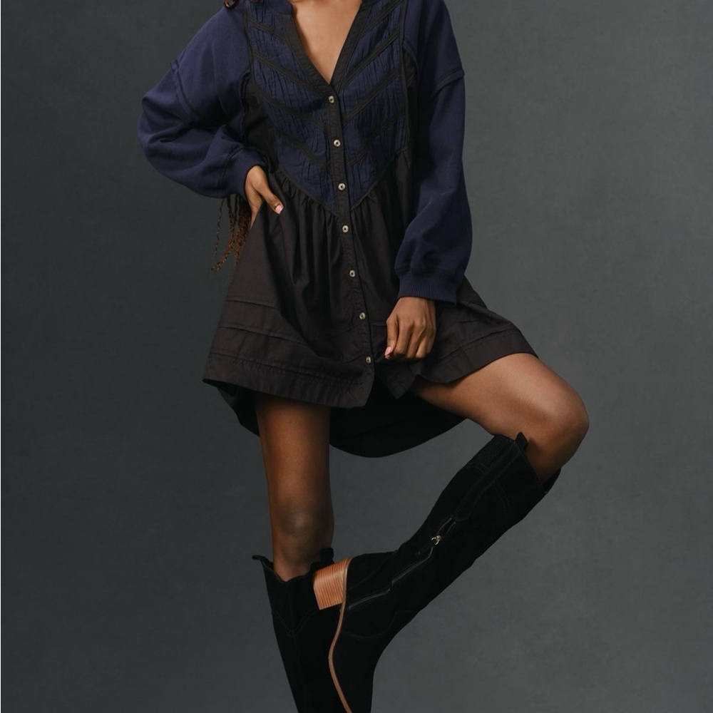 NWT Anthropologie Navy and Black Mini Dress